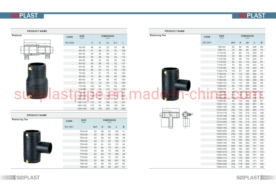 Black Poly Pipe Fittings / HDPE Spigot Fittings / HDPE Electrofusion Fittings / PE100 Fittings in SDR17 & SDR11 for HDPE Pipe